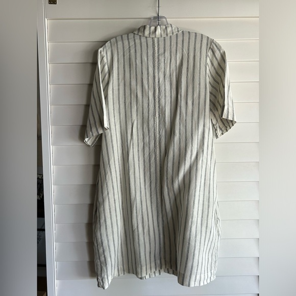 Everlane Cream with Black Stripes Linen button down dress - Picture 5 of 7